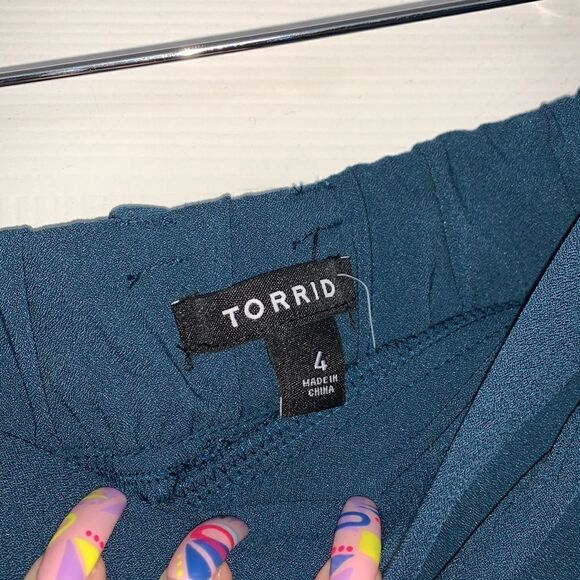 Torrid Blue Women’s Tie Front Cigarette Pants - Picture 5 of 6